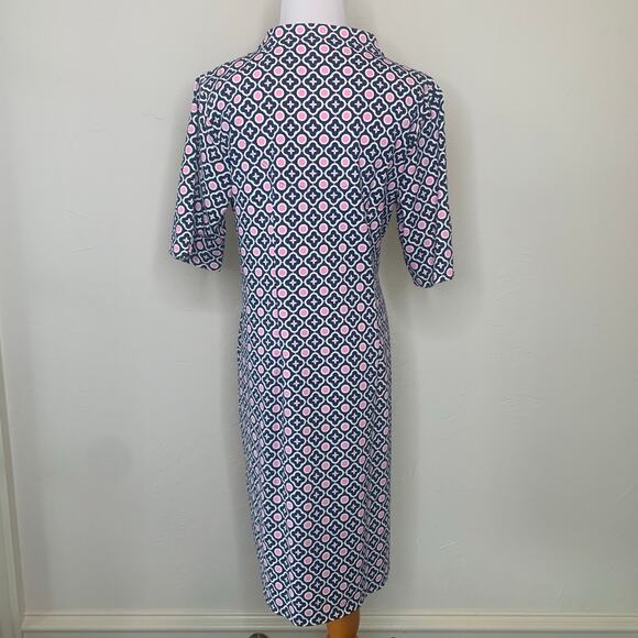 Talbots Plus Athleisure Dress Sz X Blue Pink White Geometric - Picture 11 of 11